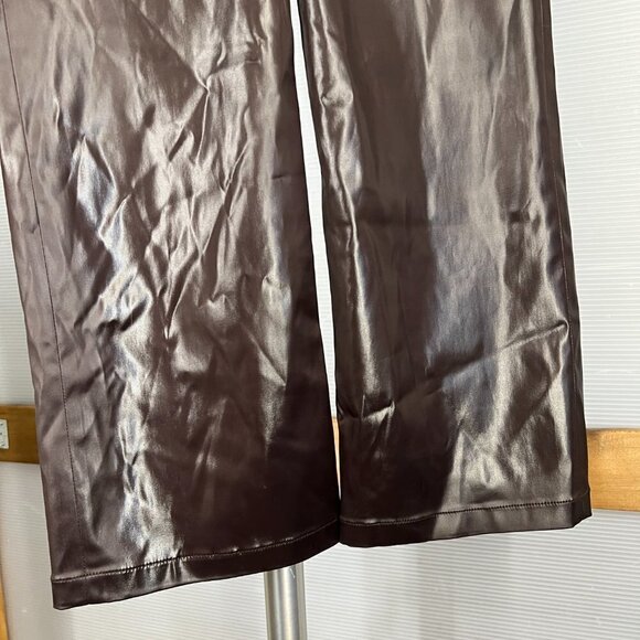 Misura by Joeffer Caoc Brown Faux Leather Lightly Flared Pant Sz 8 - Picture 6 of 16